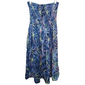 CYN by Cynthia Mehra Rayon Smocked Bandeau Tie-Dye Dress One Size Boho